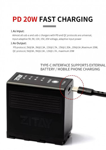 Аккумулятор Zitay типа Sony NP-F970 10500мАч