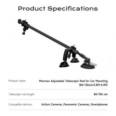 Movmax Adjustable Telescopic Rod for Car Mounting (86-136см)