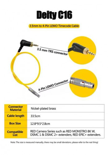 Таймкод кабель Deity C16 TRS 3.5 на Lemo 4 pin