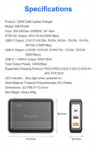 Сетевой адаптер KingMa KM-PD330 GaN 330BT