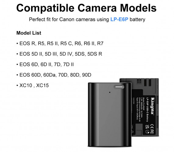 Аккумулятор Kingma LP-E6P