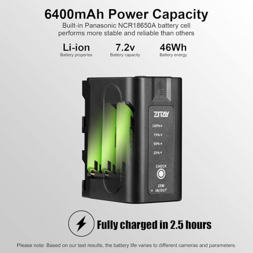 Аккумулятор Zitay типа Sony NP-F750 6400мАч USB-C