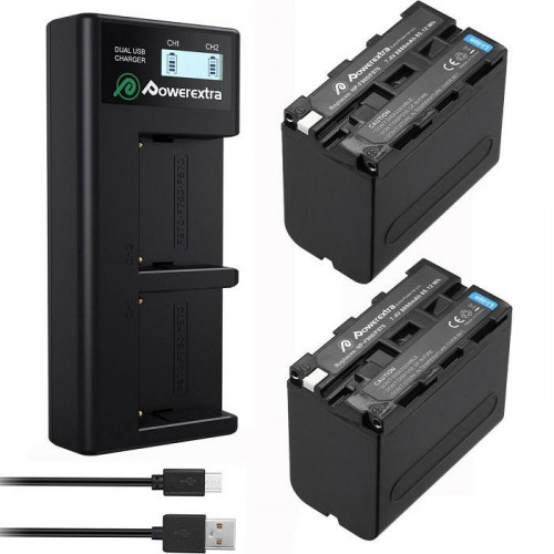 2 Аккумулятора Powerextra NP-F970 + Зарядное устройство